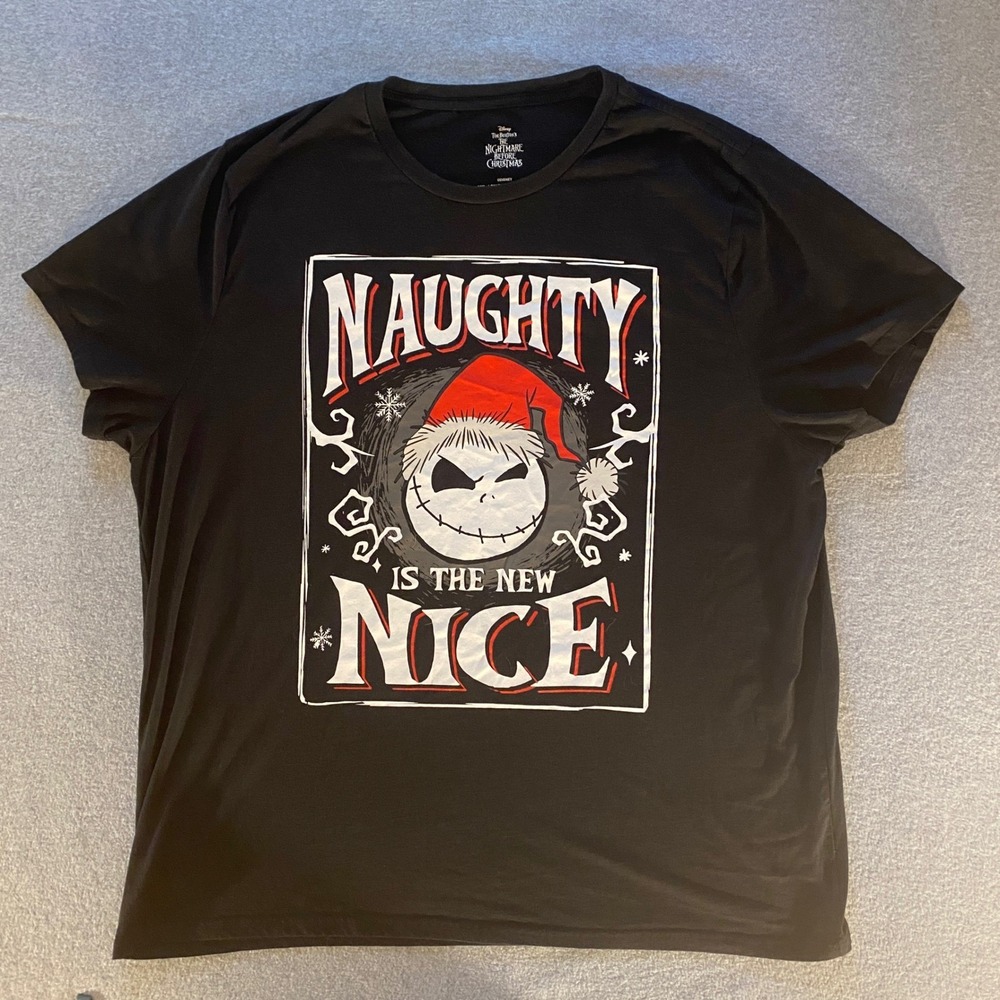 Disney Nightmare Before Christmas Jack Skellington Naughty Nice Shirt Mens 3XL